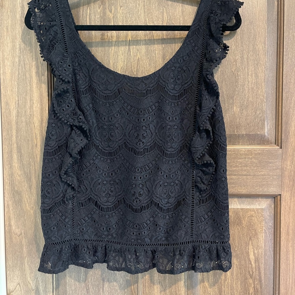 Sezane Abby Black Lace Women's Top
